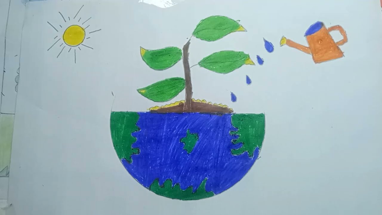 Earth Day Special 🌍 | Save Trees Drawing | Easy Drawing Plants ☘️ 