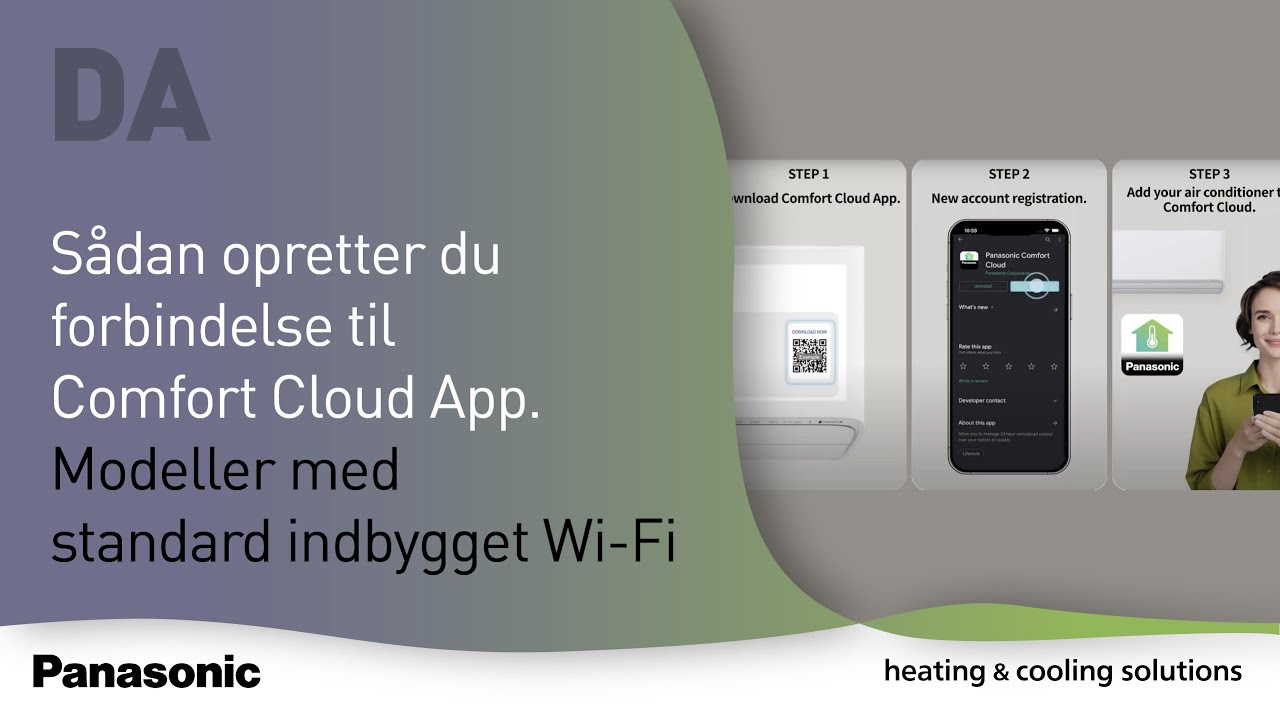 DA – Sådan opretter du forbindelse til Comfort Cloud App. Modeller med standard indbygget Wi-Fi