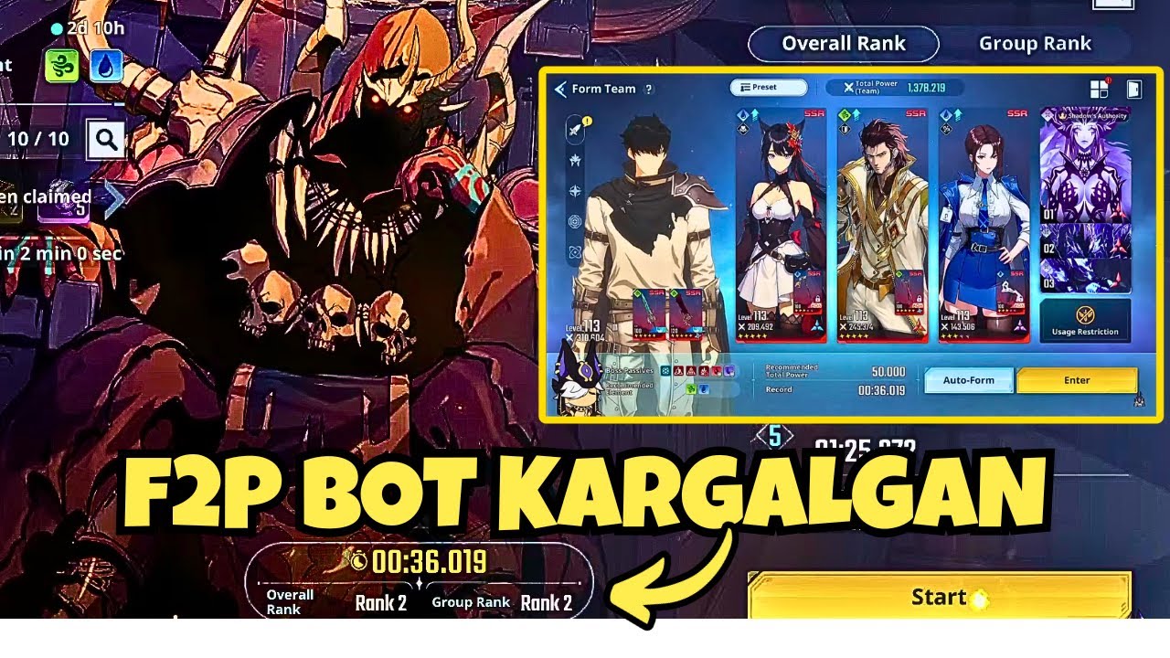 F2P BOT KARGALGAN | I got rank 2 with this build! [Solo Leveling: Arise]