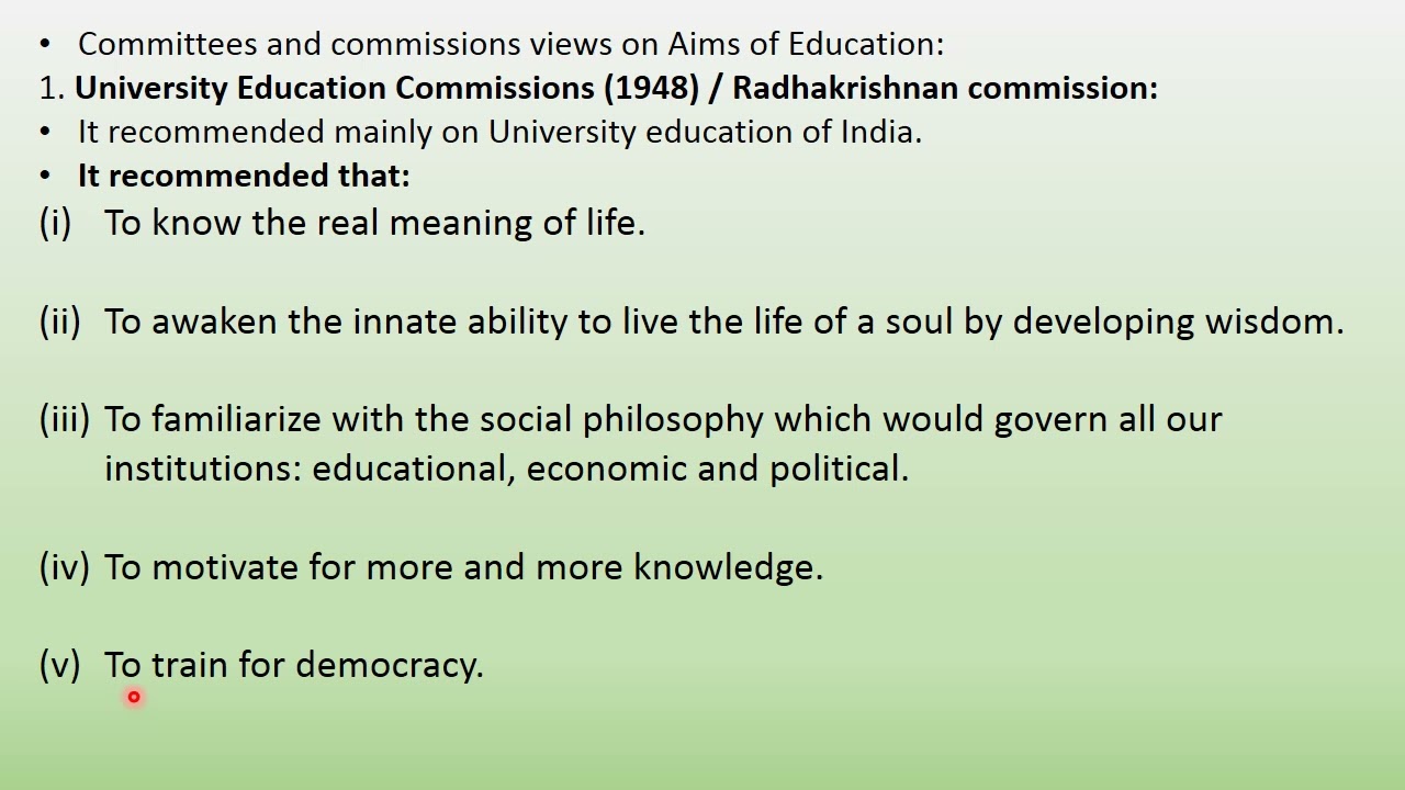UEC 1948, SEC 1952-53 and Kothari commission 1964-66