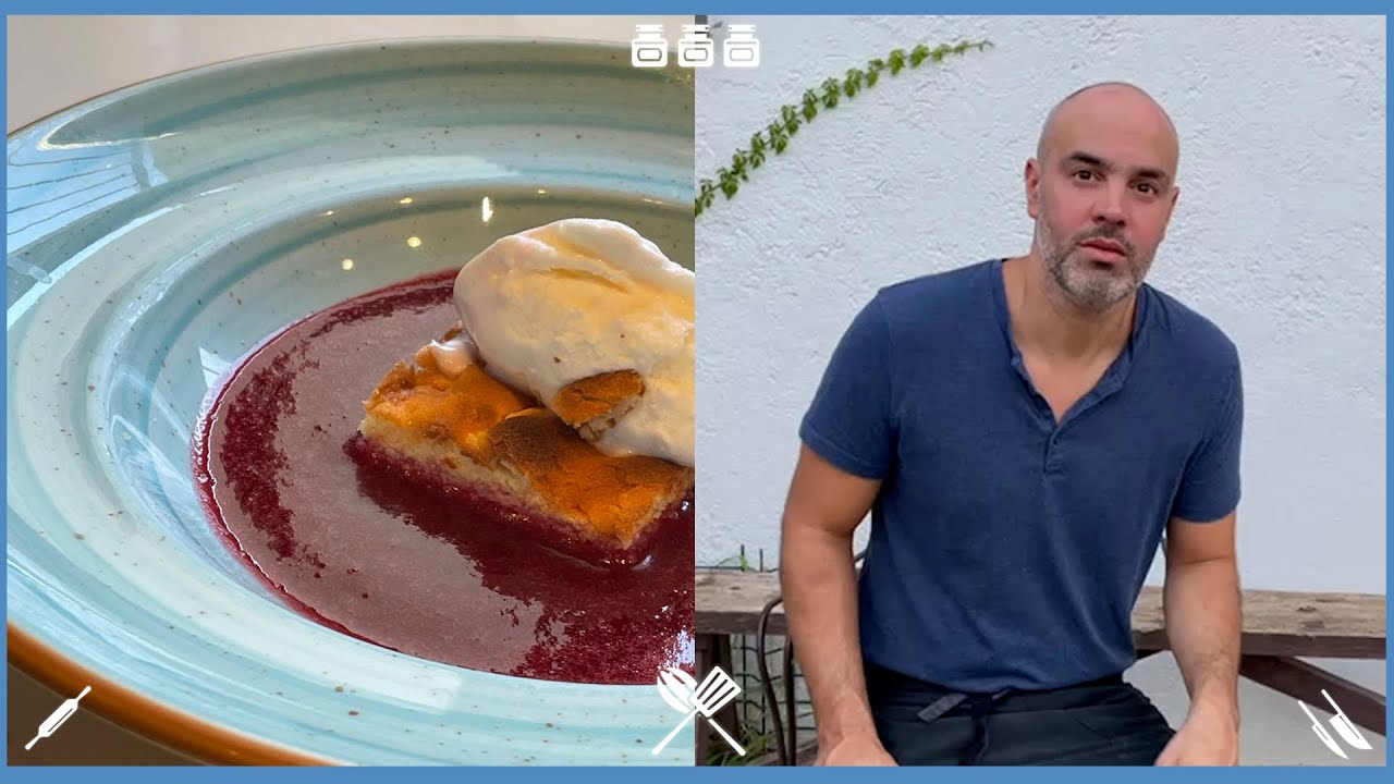Sopa de cirera amb pa de pessic de xocolata blanca i un iogurt
