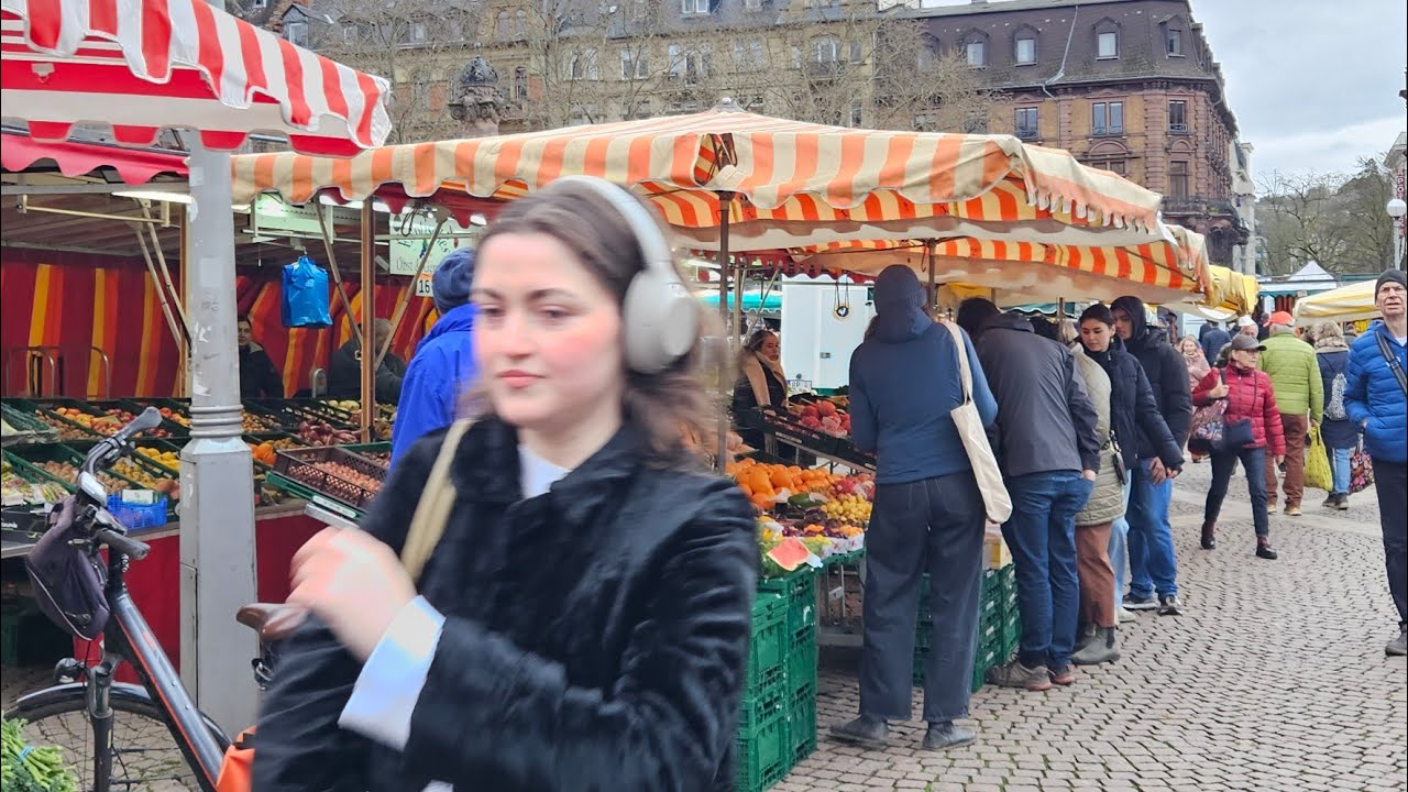 WIESBADEN/GERMANY/Saturday Market Walking Tour in the City Center / March 2026