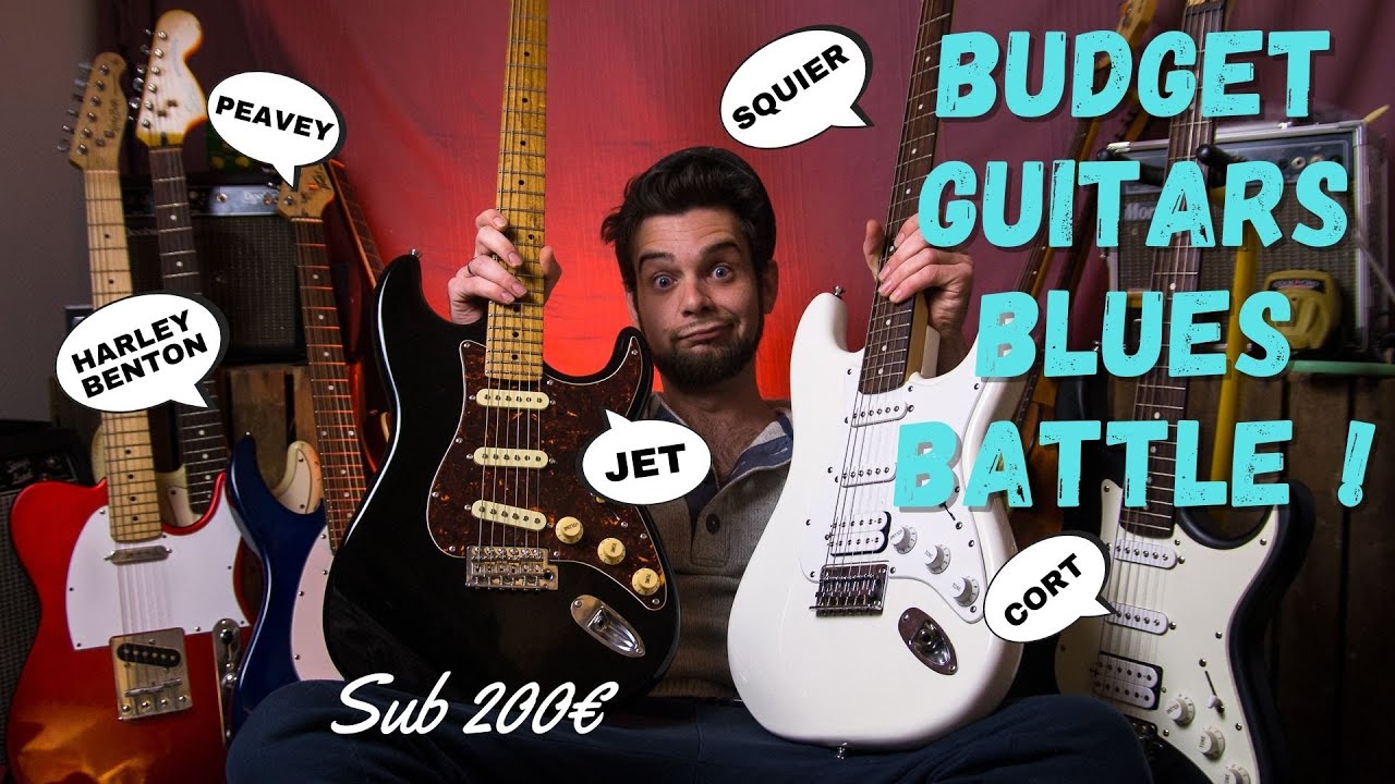 5 BUDGET Guitars 1 BLUES tone ! | Squier JET Harley Benton Peavey Cort | TE20 JS300 Bullet Shootout