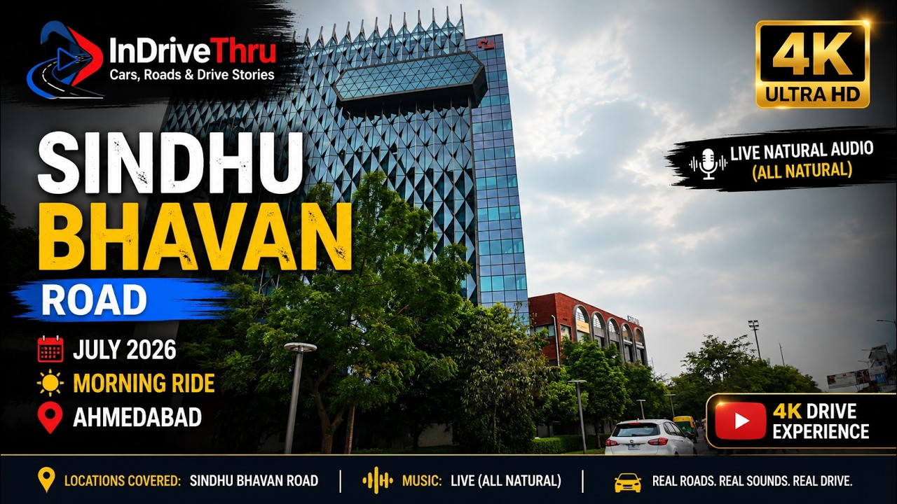 Sindhu Bhavan Road Morning Ride in 4K | Ahmedabad #InDriveThru #AhmedabadDrive