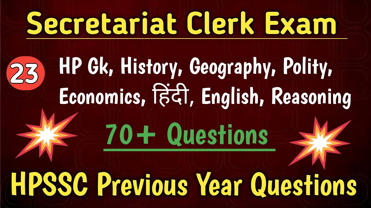 Secretariat Clerk Exam preparation// Secretariat Clerk 962 / Hpssc previous year question, JOA IT