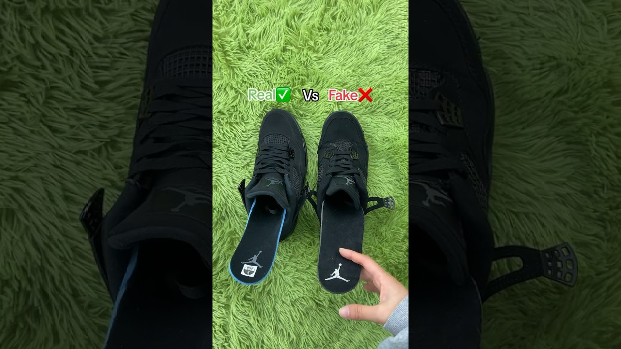 Real Vs Fake Black Cat Jordan 4 🐈&zwj;⬛ #sneakerhead #sneakers #viral
