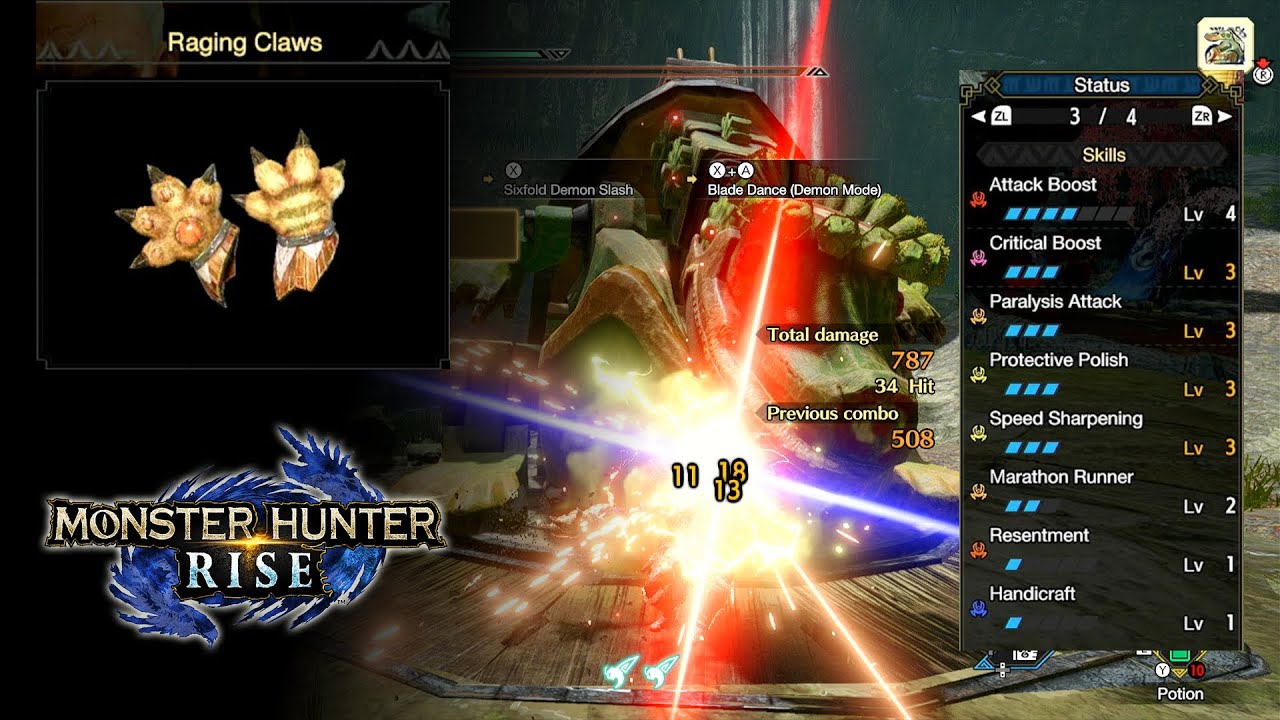 Monster Hunter Rise - Four SETS/BUILDS for Raging Claws (Paralysis Status & High Damage) [VER. 2.0]