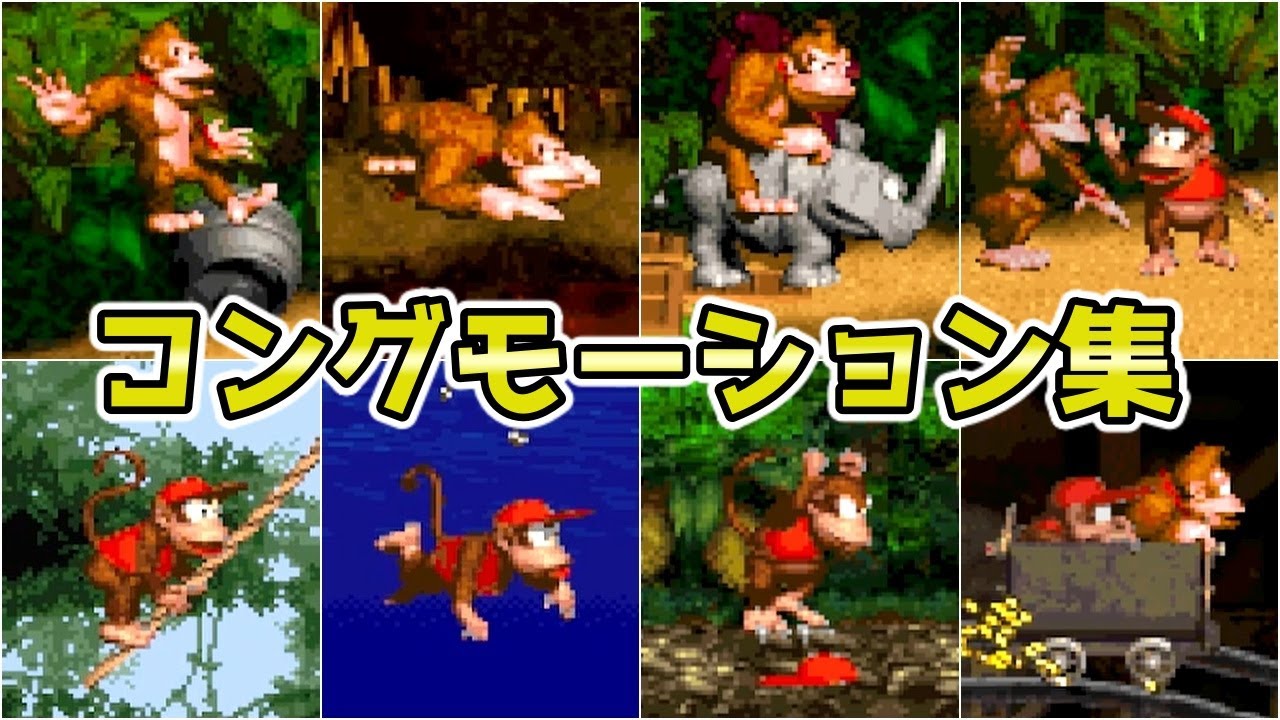 【スーパードンキーコング】ドンキー＆ディディーのモーション集【SFC】