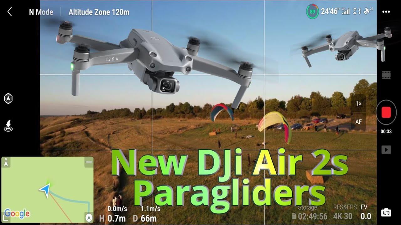 Best Aerial Views of Sunset & Paragliders at Dunstable Downs England, DJi Air 2s Screen Recording,
