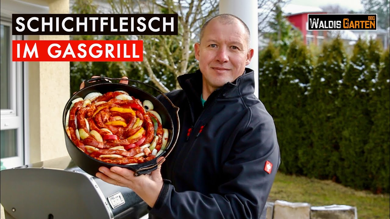 SCHICHTFLEISCH IM GASGRILL / SCHICHTFLEISCH AUS DUTCH OVEN / dutch oven petromax