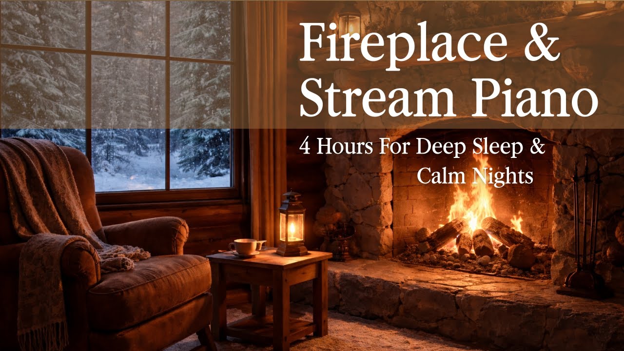 Soft Piano Music with Fireplace Sounds | 4 Hours Deep Sleep Ambience