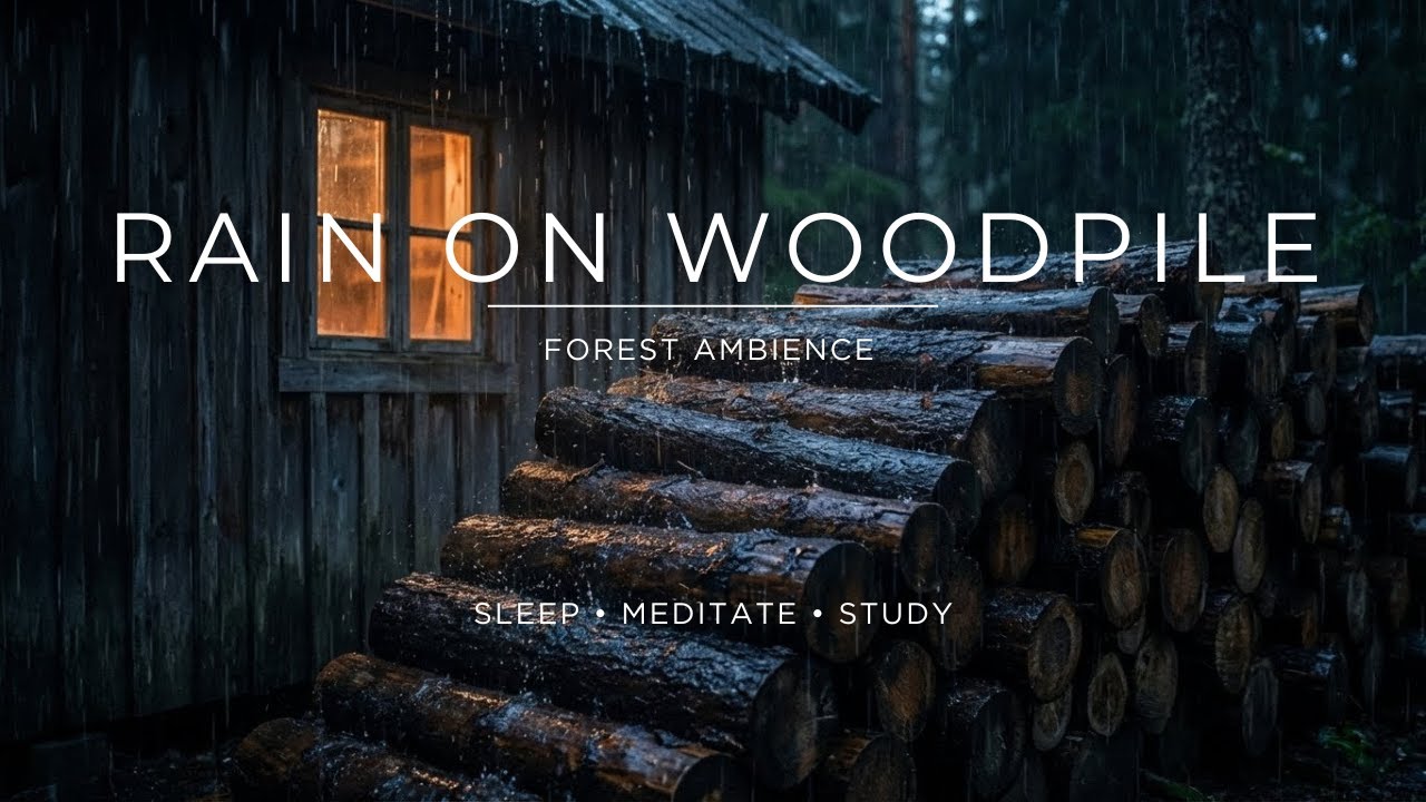 Heavy Rain | On Forest Woodpile | Deep Sleep Ambience | No Ads