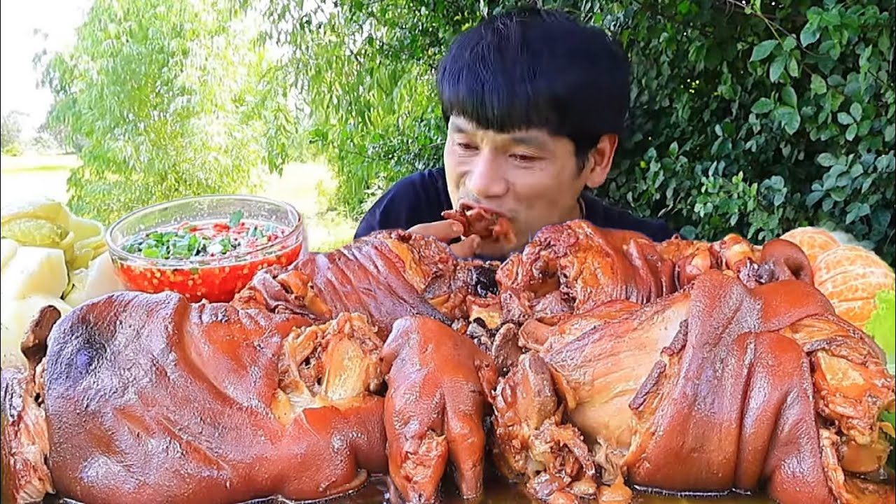 ขาหมูพะโล้จิ้มซีฟู๊ดแกล้มผักสดแซ่บคักขนาดครับพี่น้องMUKBANG EATING SHOW/โก้อีสานพาแดก