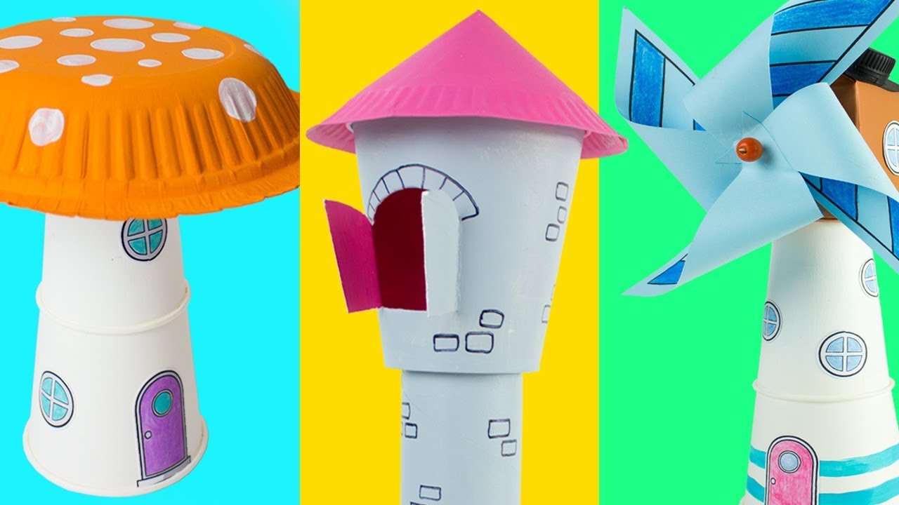 DIY Cardboard Houses from Paper Cups, Cartons and Paper Rolls | Easy & Fun Craft Ideas