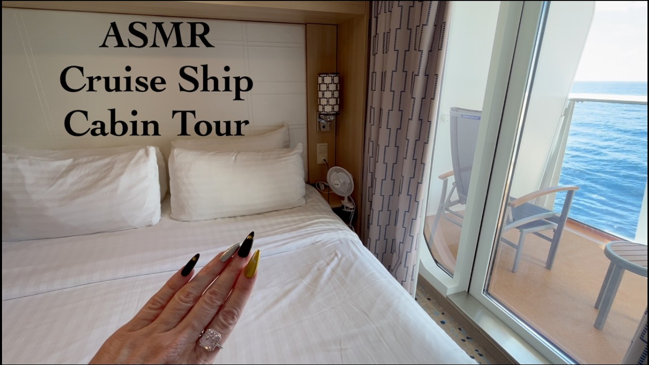 ASMR Gum Chewing Cruise Cabin Tour | Lofi Whisper & Tapping | Royal Carribean Odyssey of The Seas