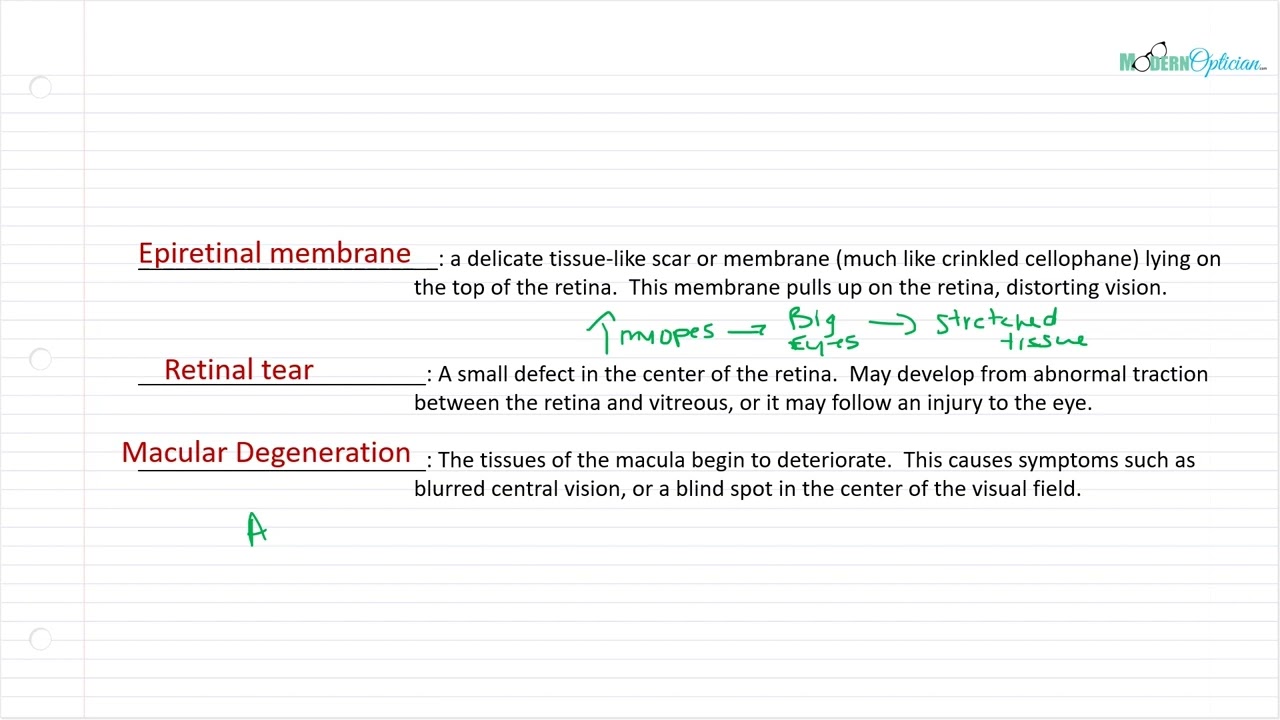 Optician Training: Retinal Pathologies (Ocular Anatomy Lecture 23)