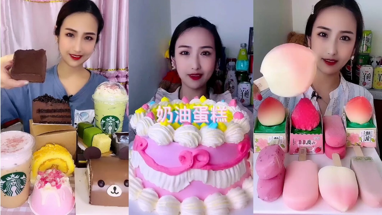 Giant Cream Cake Dessert Mukbang ASMR | Satisfying Spoon & Eating Sounds | Xoieteang ASMR
