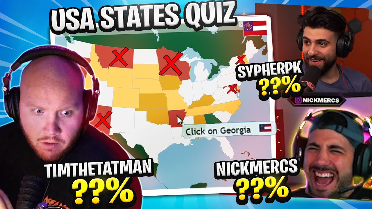 TIMTHETATMAN VS NICKMERCS VS SYPHERPK! USA MAP STATES QUIZ!!