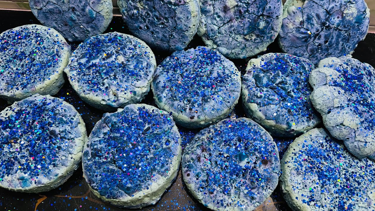Round Shape Dyed Glittery Chalk Crush ASMR | Dusty Green Chalk ASMR Reforms