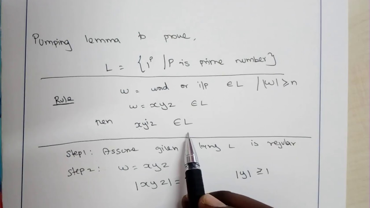 TOC Lec 21- Prove L={i^p/Pis prime number} is not regular using pumping lemma