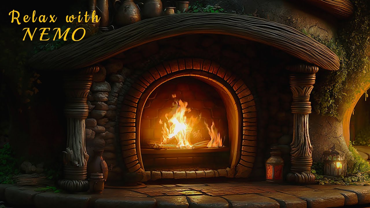 Cozy Hobbit Hole - Hobbit Fireplace Ambience - Relaxing Fireplace, Crackling Fire Sound for Insomnia