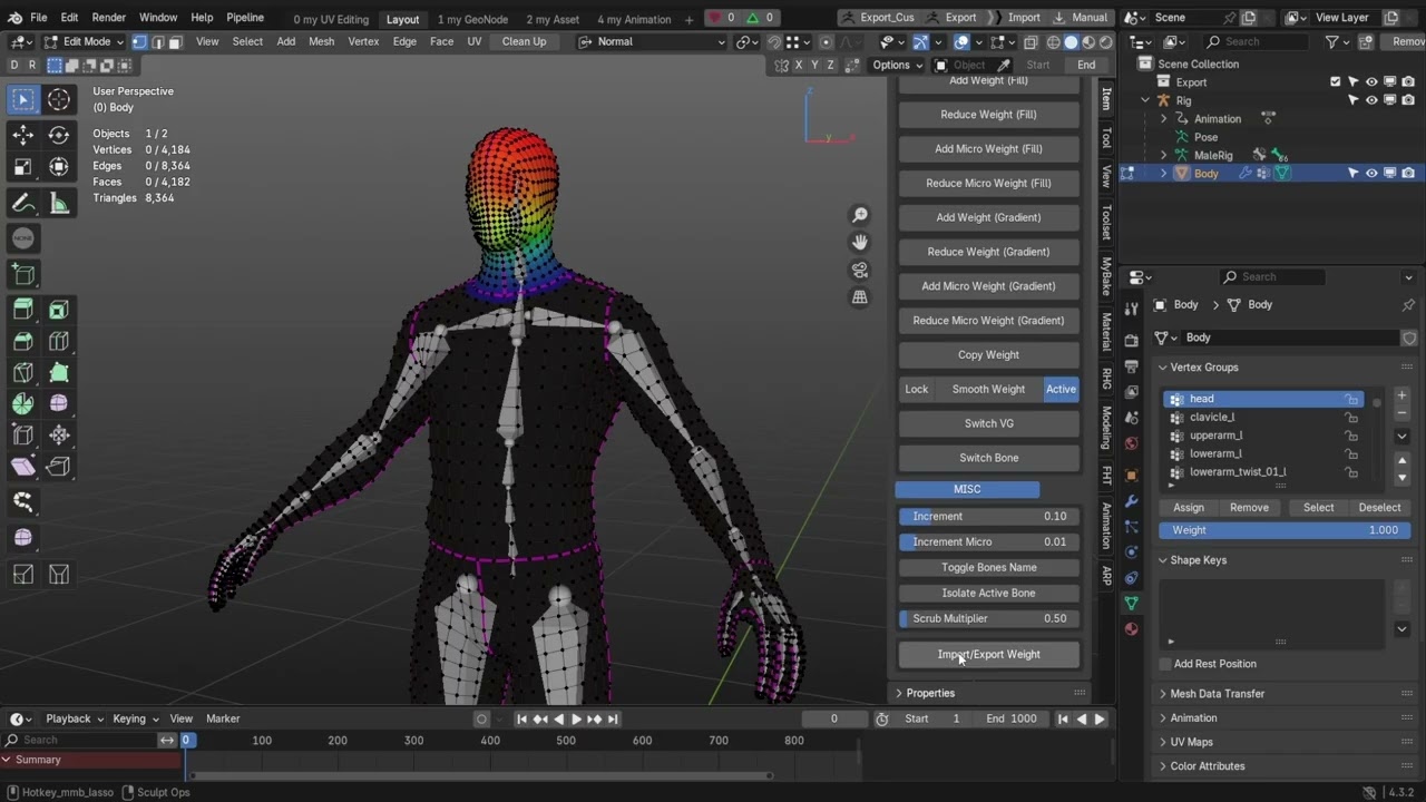 Weight Paint in Blender using Handy Weight Edit