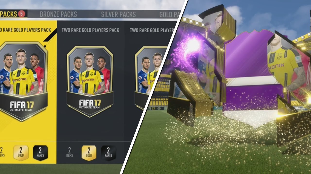 FIFA 17: ARE 2 RARE PLAYER UPGRADE PACKS WORTH IT? INSANE PURPLE CARD IN A PACK!!