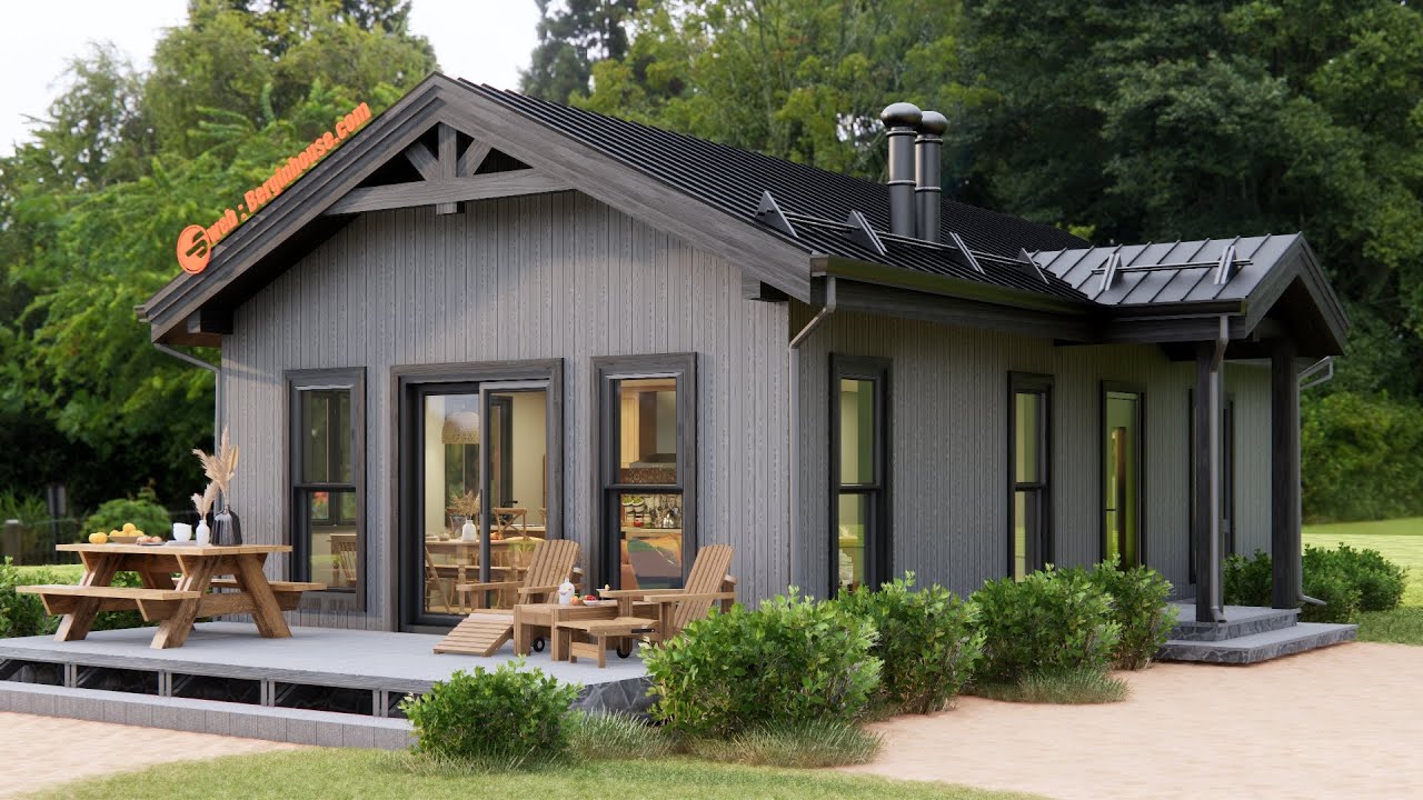 Small House Design | 2 Bedrooms | The House Has Lounge Chairs And Outdoor Dining