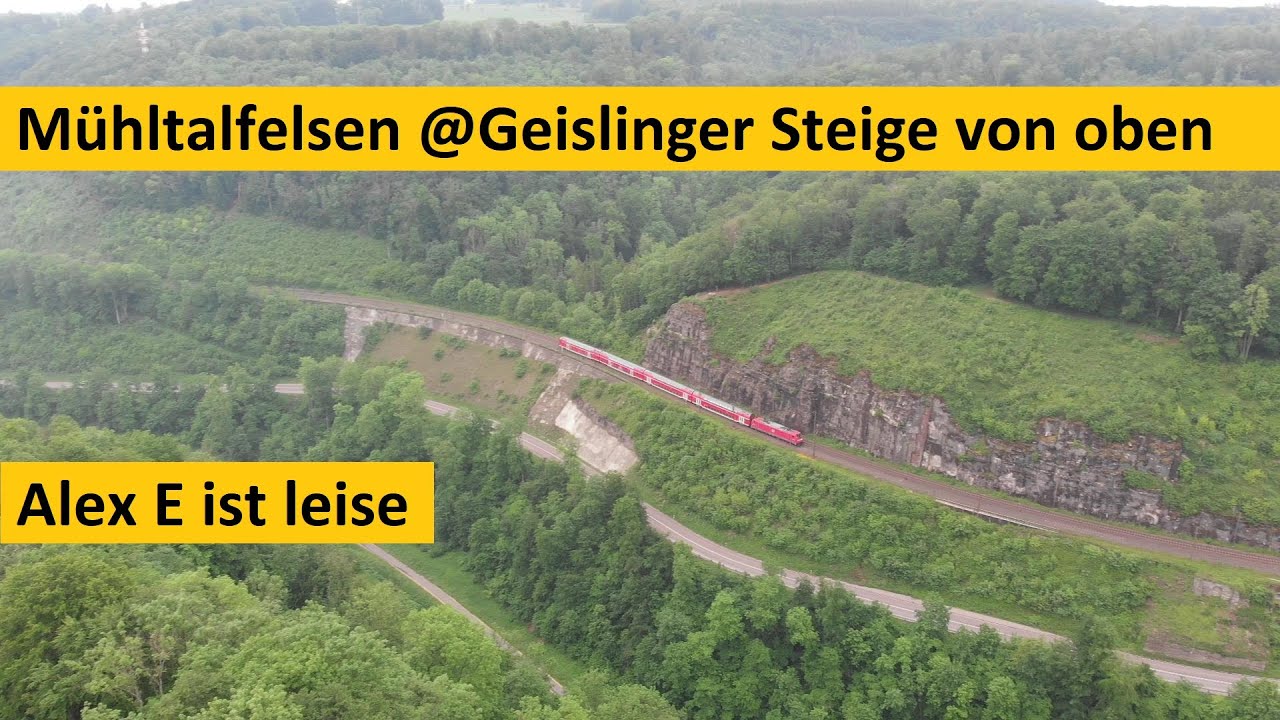 M&uuml;hltalfelsen Geislinger Steige aus der Luft | drone railfanning Geislingen climb | Alex E ist leise