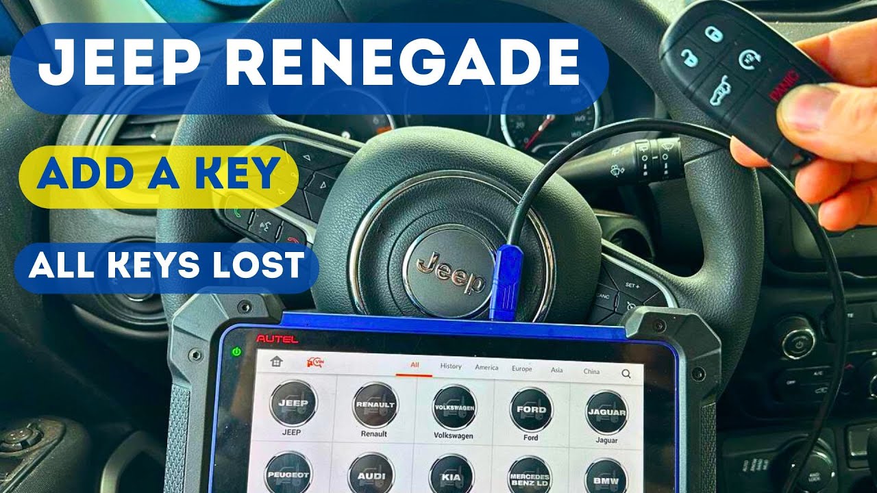 Jeep Renegade 2020 года, все ключи утеряны. Добавьте новый ключ с помощью Autel IM608. Как запрог...