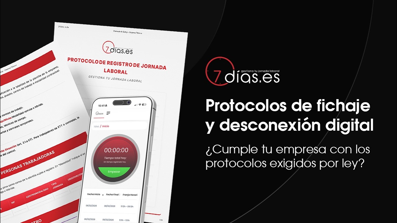 PROTOCOLOS de FICHAJE DIGITAL y DESCONEXIÓN DIGITAL en 7días.es | Nueva Normativa 2026