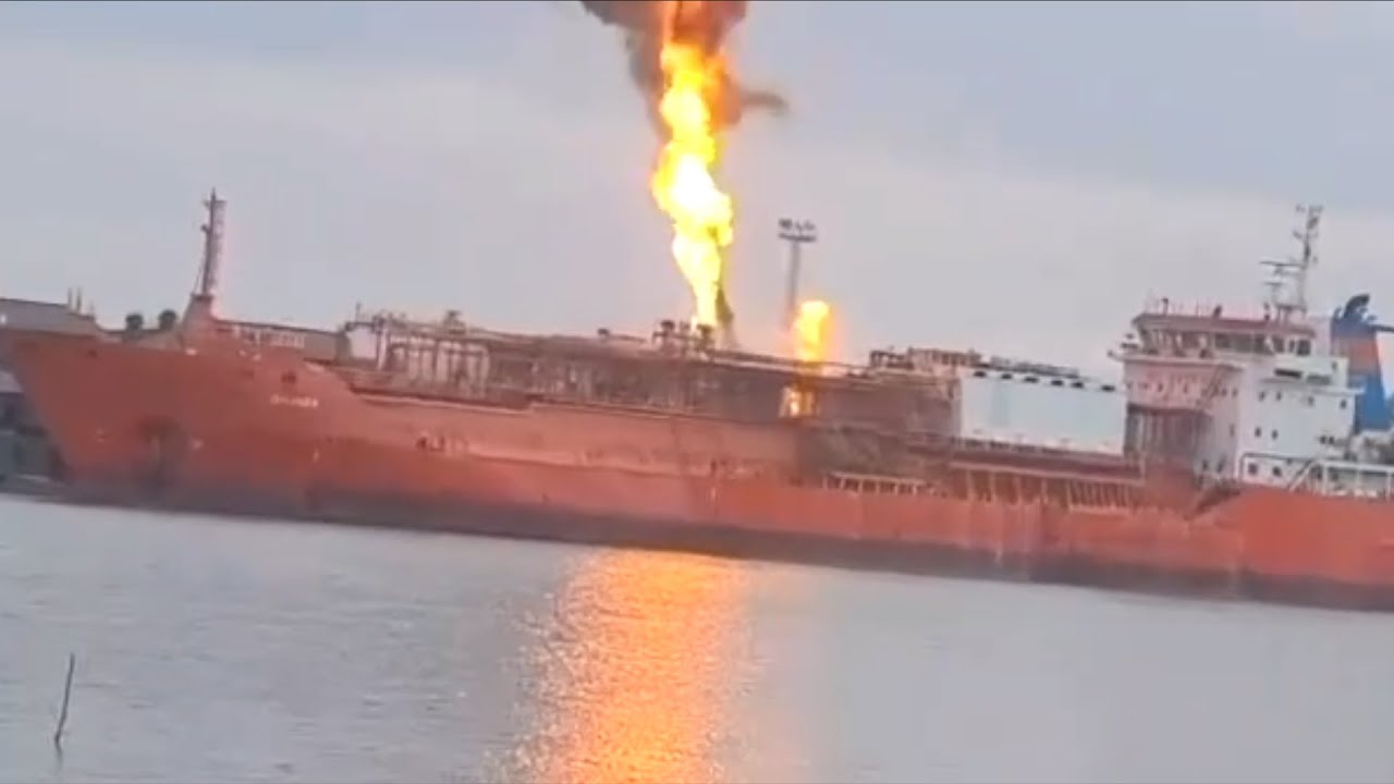 Atak drona Geran-2 na port Izmail na Ukrainie, uszkodzenie tankowca z gazem