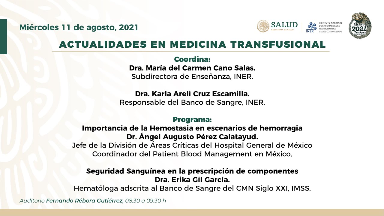 = Sesión General: Actualidades en Medicina Transfusional =
