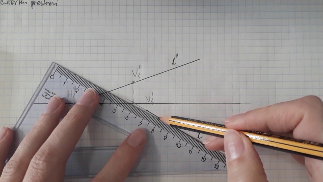 Monge's projections - traces of lines V and H, quarters of space through which the line passes