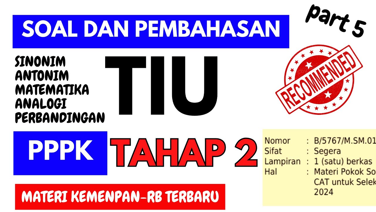 TERUPDATE ‼️ TES TIU (TES INTELEGENSIA UMUM) PPPK TAHAP 2 PPPK 2024 P3K - CONTOH SOAL PEMBAHASAN