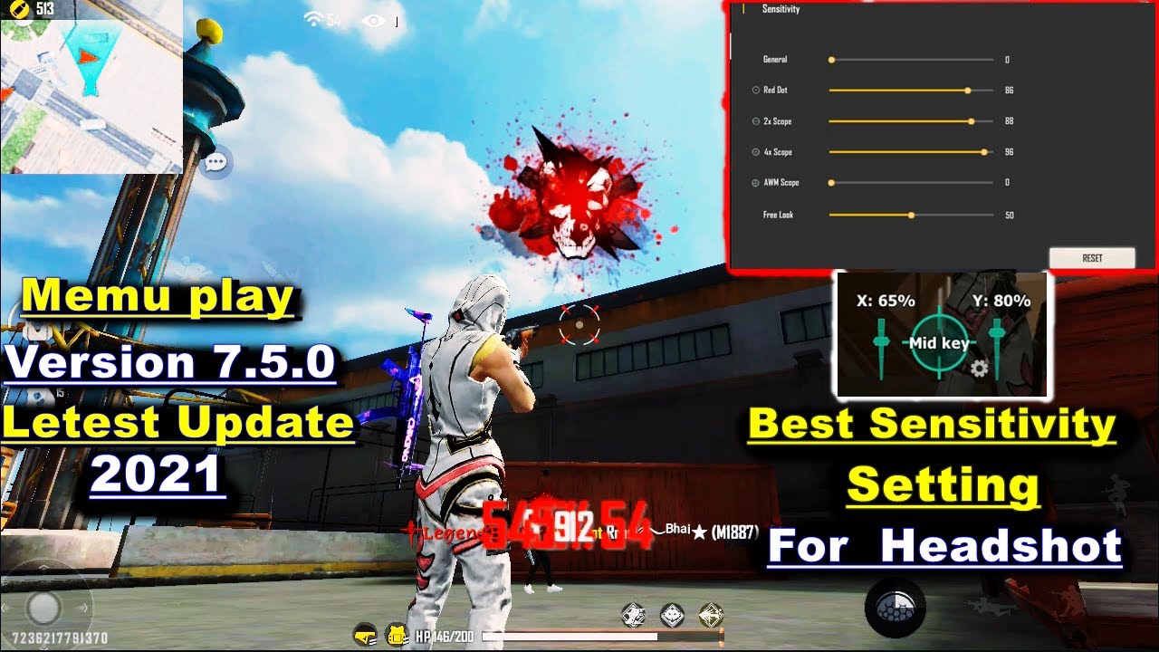 Memu Emulator free fire Best headshot setting , memu play new version 7.5.0 , memu play free fire