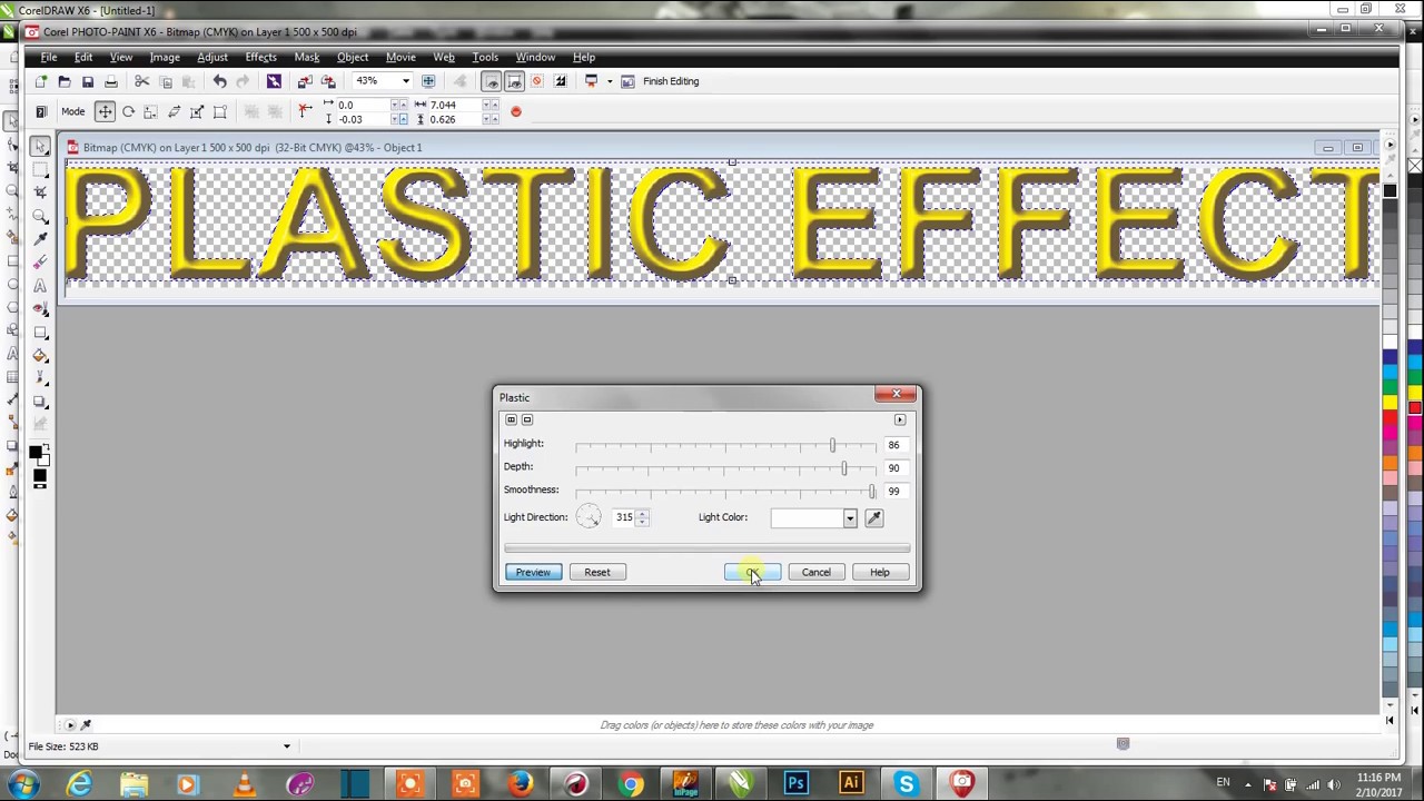 How to create a plastic effect in corel draw x6