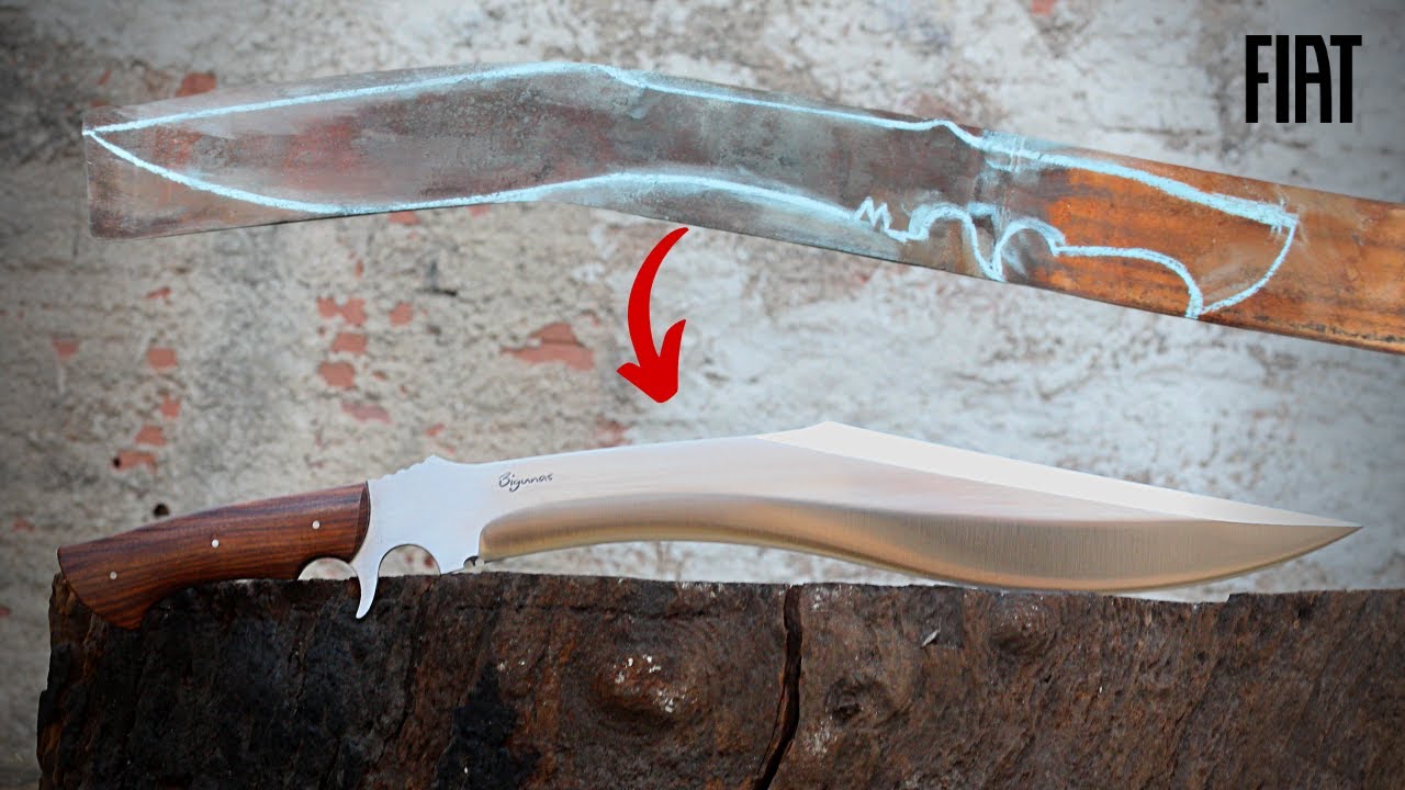 Facão estilo KUKRI feito com MOLA de FIAT!?