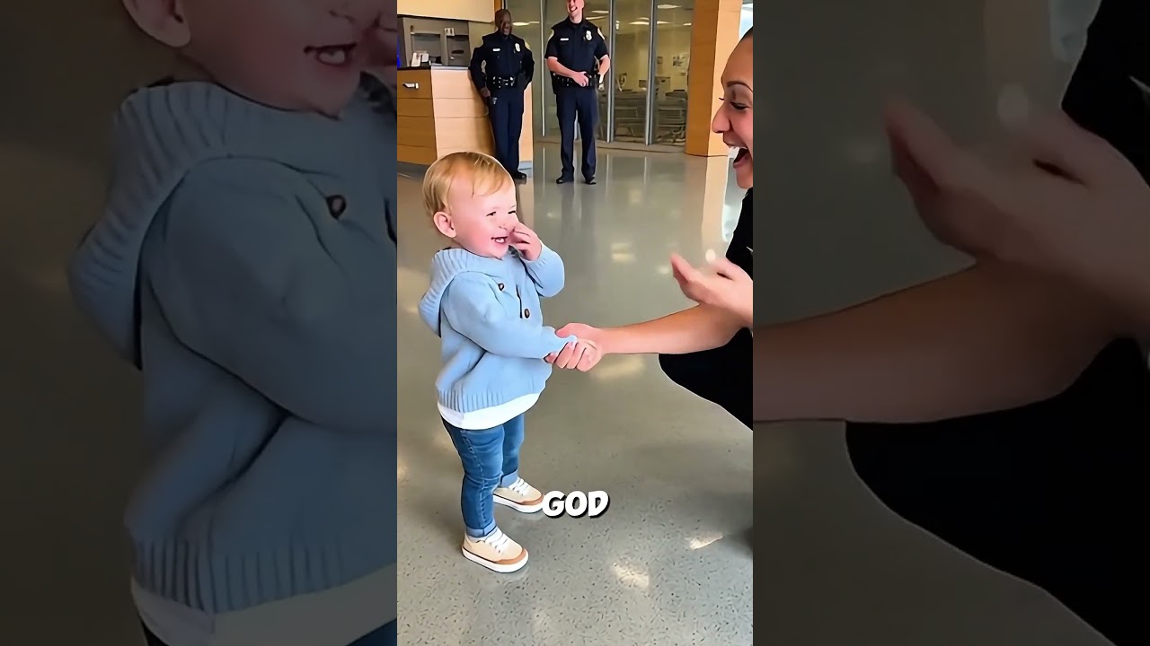 A little cute baby👶 perposing a police lady officer👮&zwj;♀️