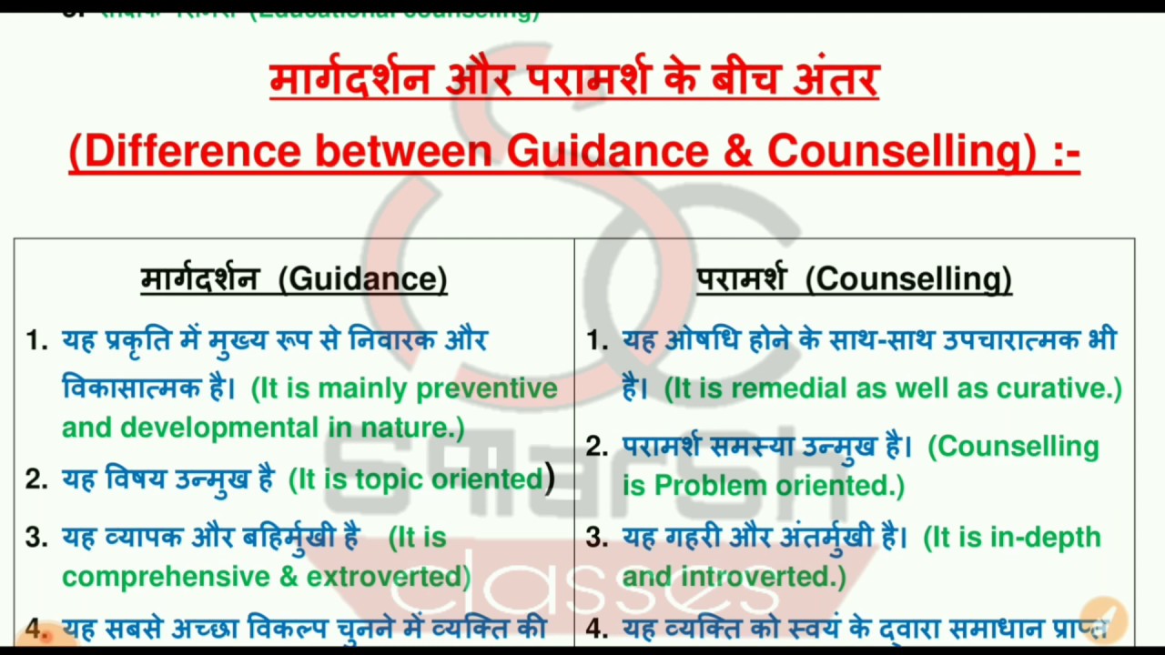 Difference Between Guidance & Counseling / Inclusive Education