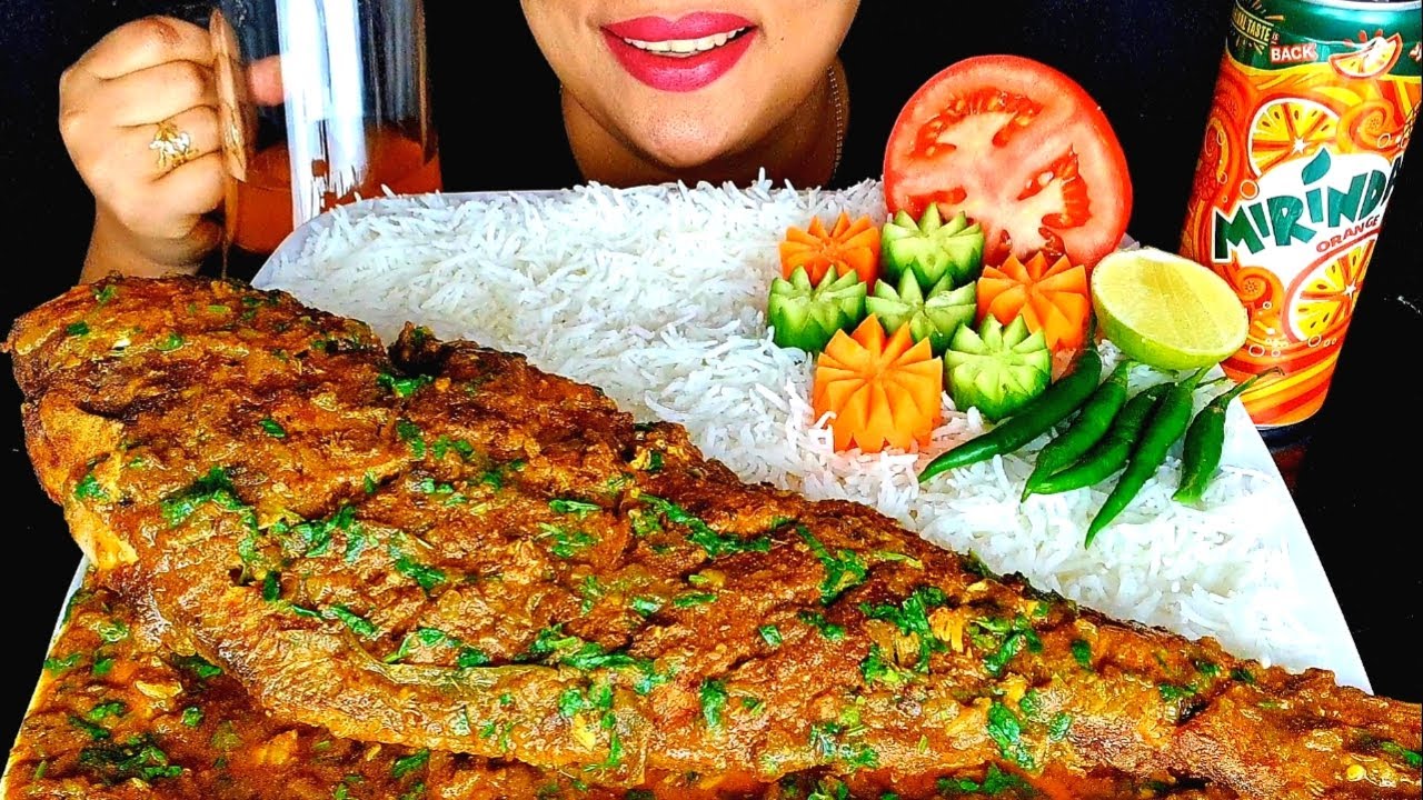 ASMR:KORAL FISH JHAL BHUNA WITH BASMATI RICE,CHILLI,CUCUMBER, TOMATO,CARROT ||ZAKIA-SPICY ASMR