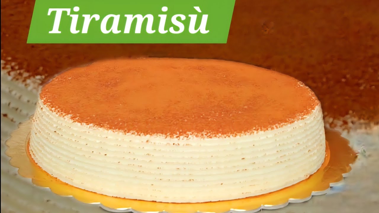 Torta tiramisù da kg1.500 semplice con pan di Spagna-montaggio e decorazione senza stampo a mano-