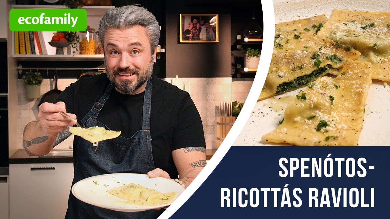 Spenótos-ricottás házi ravioli