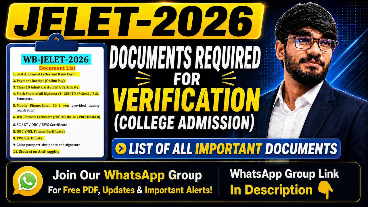 JELET 2026 Counselling | Documents Required for Physical Verification | College Admission #jelet2026