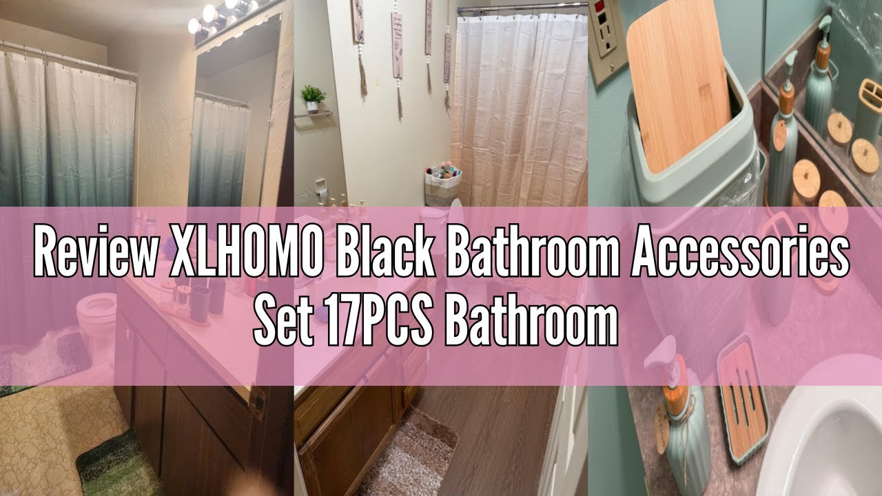 Review XLHOMO Black Bathroom Accessories Set 17PCS Bathroom Set with 3PCS Soap Dispenser Bathroom Ac
