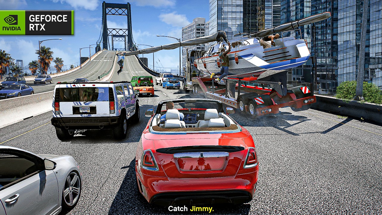 Видео игрового процесса миссии «Спасение Джимми» в GTA 5 Remake на RTX 5090 в разрешении 4K! Граф...