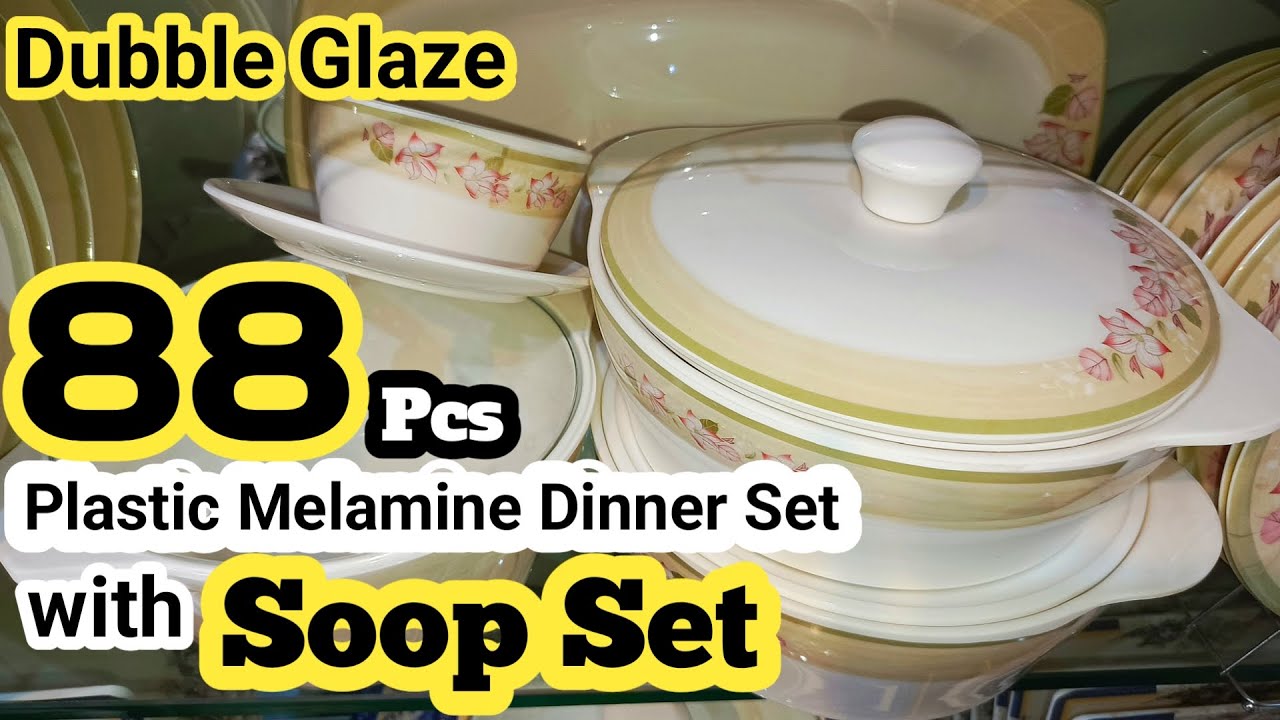 88 pcs Dubble Glaze Melamine Dinner Set | plastic Dinner set | Zeeshan crockery store..