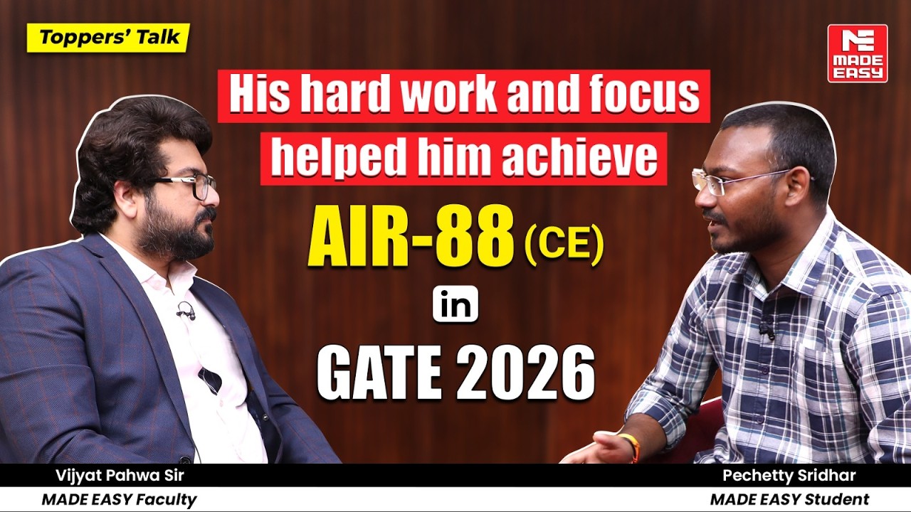 GATE 2026 CE Topper Interview | PECHETTY SRIDHAR AIR 88 Shares Preparation Strategy!