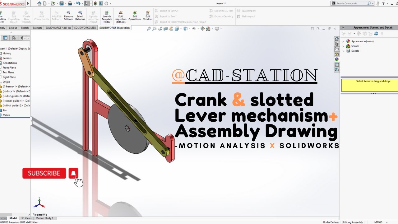 Crank & Lever mechanism || #motion  #analysis  || #solidworks