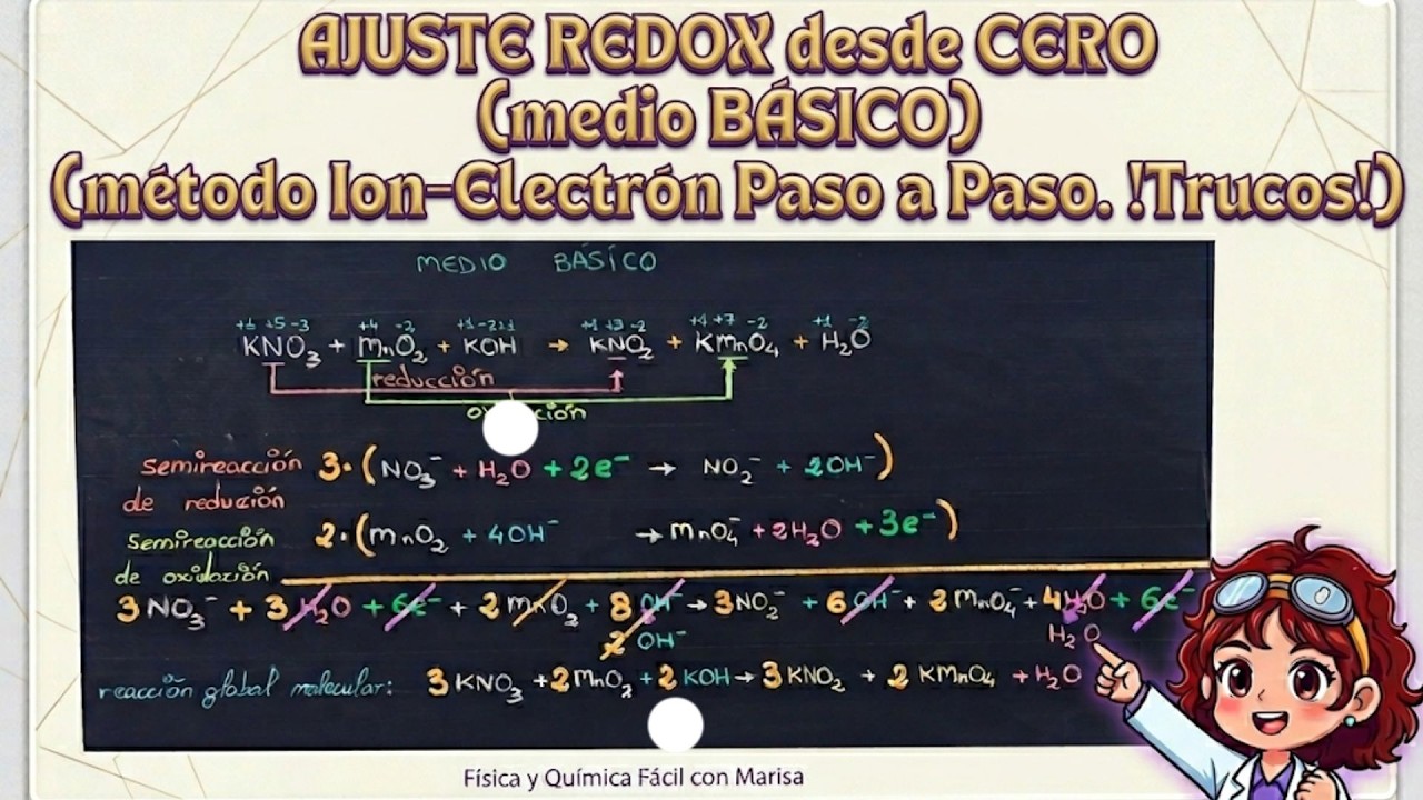 Ajuste REDOX por el método ion-electrón (MEDIO BÁSICO) desde CERO Paso a Paso (ejemplo 1).